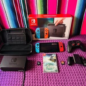 Nintendo Switch with Neon Red and Blue Joy-Con